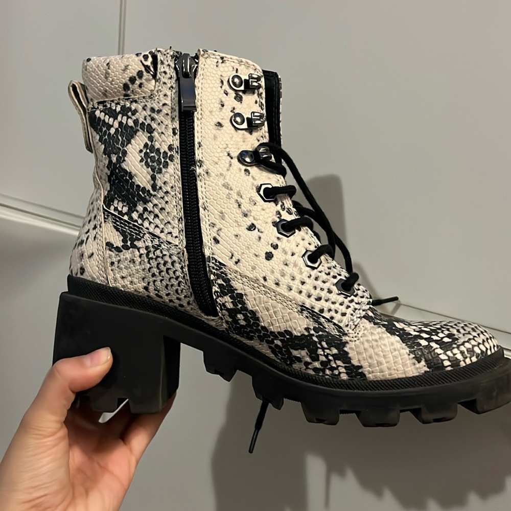 Faux Snake Ankle Boots